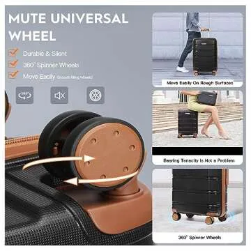 Joyway 5 Piece Luggage Sets, Lightweight Rolling Hardside Carry On and Checked Suitcase with TSA Lock and Spinner Wheels for Women and Men Travel Baggage Black