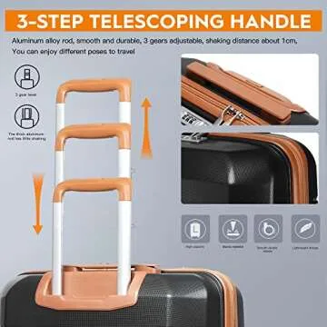 Joyway 5 Piece Luggage Sets, Lightweight Rolling Hardside Carry On and Checked Suitcase with TSA Lock and Spinner Wheels for Women and Men Travel Baggage Black