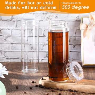 Uiifan 8 Pcs Glass Water Bottles for Smoothies & Juices