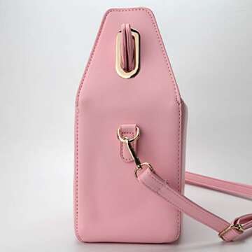 QiMing Tower Print Top-Handle Handbags,Pu Chinese Takeout Box Shoulder Bag for Women(Pink)