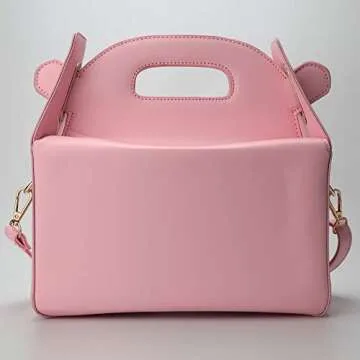 QiMing Tower Print Top-Handle Handbags,Pu Chinese Takeout Box Shoulder Bag for Women(Pink)