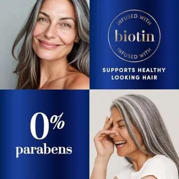 Hair Biology Biotin-Infused Purple Shampoo and Conditioner Set for Grey Hair, Anti-Brassiness, Moisturizing, Color-Safe, Silver & Glowing, Corrects Yellow Tones, 12.8 Fl Oz Each, 2 Pack