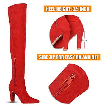 TYFLOVE Women Over The Knee Boots Fashion Suede Block Heels shoes Sexy Lace up Thigh High Boots