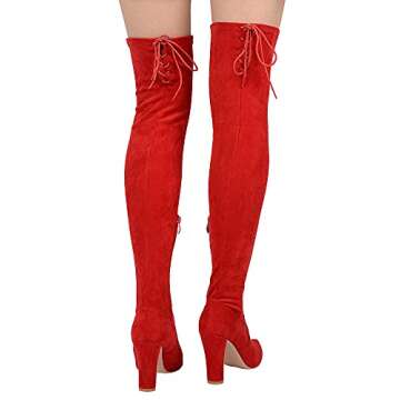 TYFLOVE Women Over The Knee Boots Fashion Suede Block Heels shoes Sexy Lace up Thigh High Boots
