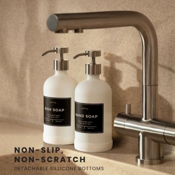 Elegant Verute 16oz Glass Soap Dispenser Set with Labels
