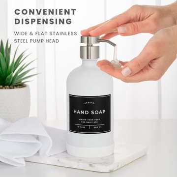 Elegant Verute 16oz Glass Soap Dispenser Set with Labels