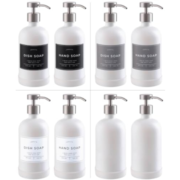 Elegant Verute 16oz Glass Soap Dispenser Set with Labels