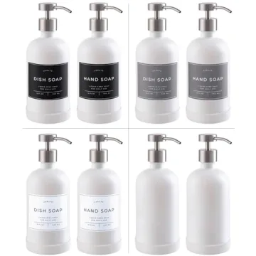 Elegant Verute 16oz Glass Soap Dispenser Set with Labels