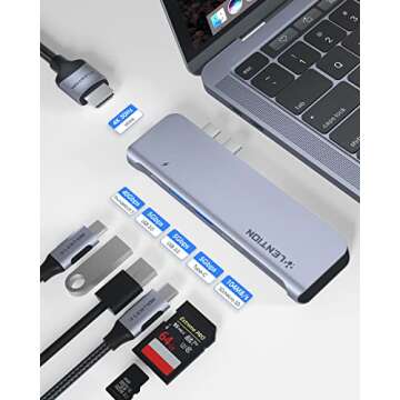 LENTION USB C Hub with Thunderbolt3 (PD+Data Transfer+Video Output), Type C Port, 4K HDMI, USB 3.0 a...