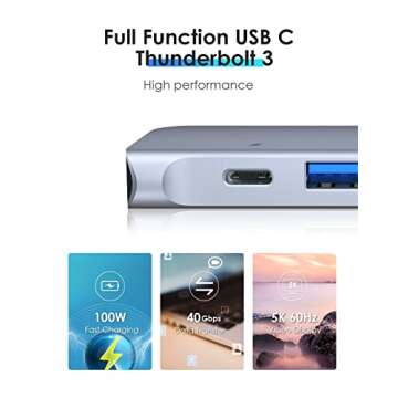 LENTION USB C Hub with Thunderbolt3 (PD+Data Transfer+Video Output), Type C Port, 4K HDMI, USB 3.0 and SD/Micro SD Card Reader Compatible 2023-2016 MacBook Pro, Mac Air, USB Adapter (CS64, Space Gray)