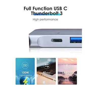 LENTION USB C Hub with Thunderbolt3 (PD+Data Transfer+Video Output), Type C Port, 4K HDMI, USB 3.0 and SD/Micro SD Card Reader Compatible 2023-2016 MacBook Pro, Mac Air, USB Adapter (CS64, Space Gray)