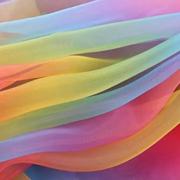 BBTO Organza Voile Fabric 16 Feet Rainbow Color Ideal for Crafts