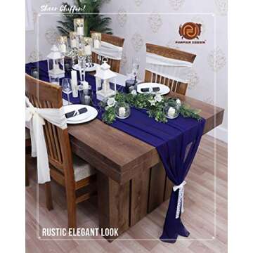 Parfair Dessin 10ft Navy Blue Table Runner Rustic Wedding Baby Shower Decor Table Decorations for Pa...