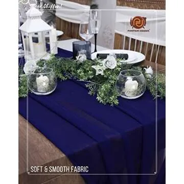 Parfair Dessin 10ft Navy Blue Table Runner for Elegant Events