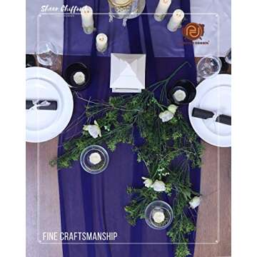 Parfair Dessin 10ft Navy Blue Table Runner for Elegant Events