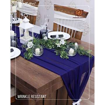 Parfair Dessin 10ft Navy Blue Table Runner for Elegant Events
