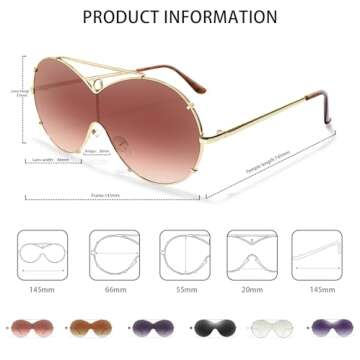 BOTPOV Trendy Aviator Sunglasses Men Women Retro Metal Frame Shades Lentes De Sol Para Mujer BP3612 (Golden Frame/Gradient Pink Lens)