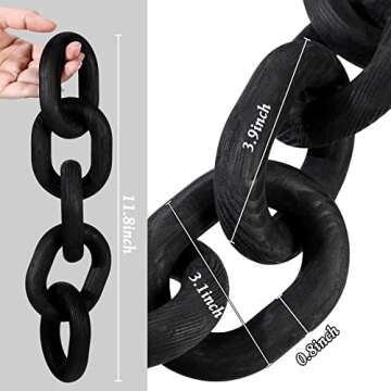 Queekay Decorative Wood Chain Link Decor - Rustic Wooden Ornaments for Home Decor