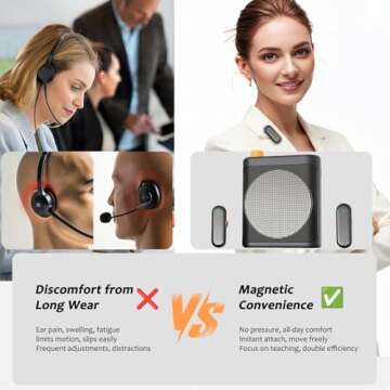 Voice Amplifier with Magnetic Wireless Lavalier Microphone: Portable Voice Amplifier for Teachers wi...