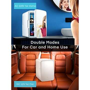 NORTHCLAN 10L/11 Cans Mini Skincare Fridge with Mirror, 3-Mode LED, AC/DC, Portable Cooler & Warmer, Small Refrigerator for Skin Care Cosmetic Makeup, for Office Bedroom Dorm Car, White