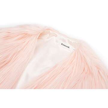 Erencook Women's Shaggy Faux Fur Coat Jacket in Pink