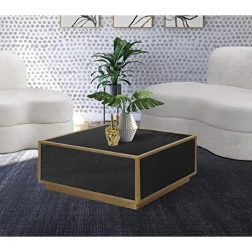 Meridian Glitz Faux Marble Coffee Table with Gold Base