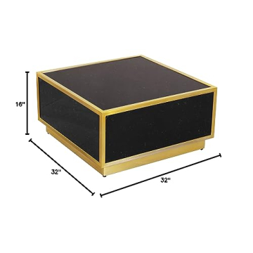 Meridian Glitz Faux Marble Coffee Table with Gold Base