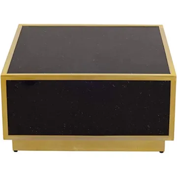 Meridian Glitz Faux Marble Coffee Table with Gold Base