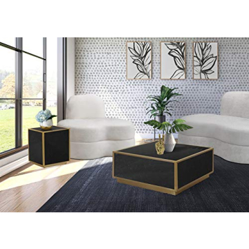 Meridian Glitz Faux Marble Coffee Table with Gold Base
