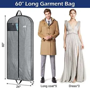 MISSLO 60" Heavy Duty Long Garment Bags for Travel and Wedding Coats