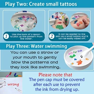 IRWPITW Magic Drawing Pen Bundle, 8 Colors Magical Water Painting Pens for Kids, Kiddies Create Magic Pen Floating Ink Drawings Set with Spoons and Towel, Tattoo Water Marker Gifts for Boys and Girls