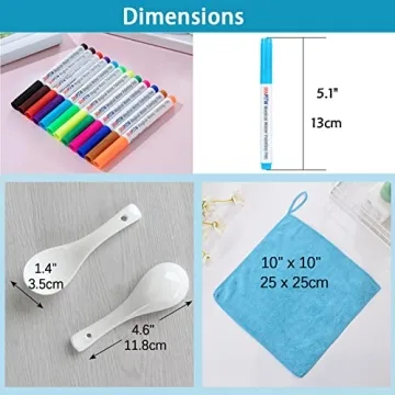 IRWPITW Magic Drawing Pen Bundle, 8 Colors Magical Water Painting Pens for Kids, Kiddies Create Magic Pen Floating Ink Drawings Set with Spoons and Towel, Tattoo Water Marker Gifts for Boys and Girls