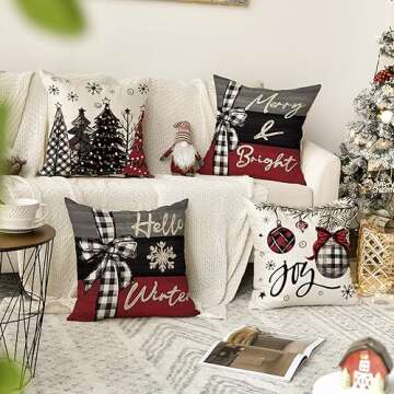 AVOIN colorlife Merry Christmas Joy Xmas Trees Red Throw Pillow Covers, 20 x 20 Inch Christmas Winte...