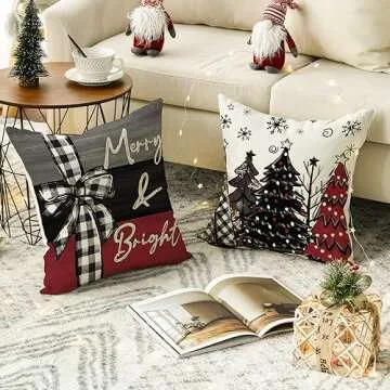 AVOIN Merry Christmas Throw Pillow Covers Set of 4
