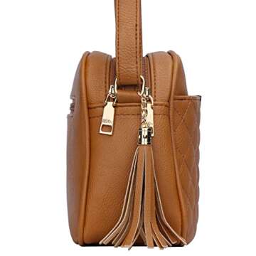 KKXIU Quilted Double Compartment Multiple Pocket Crossbody Bag for Women and Teen Girls Stylish Shou...