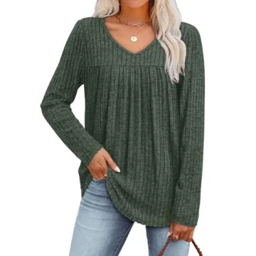 WIHOLL Long Sleeve Shirts for Women - Cute Lightweight Sweaters for Fall Outfits