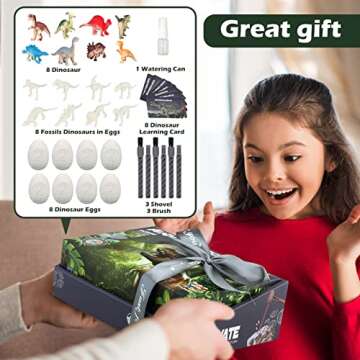 Woumserta Dinosaur Toys for Kids 3-5 5-7 8-12 Bones Dinosaur Eggs Digging Kit - Dino Easter Eggs Dig...