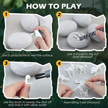 Woumserta Dinosaur Toys for Kids 3-5 5-7 8-12 Bones Dinosaur Eggs Digging Kit - Dino Easter Eggs Dig Kit with Fossil Dinosaur - Dinosaur Birthday Party Gift for Boys & Girls - Dinosaur Skeleton Toys