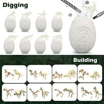 Woumserta Dinosaur Toys for Kids 3-5 5-7 8-12 Bones Dinosaur Eggs Digging Kit - Dino Easter Eggs Dig Kit with Fossil Dinosaur - Dinosaur Birthday Party Gift for Boys & Girls - Dinosaur Skeleton Toys