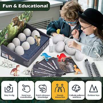 Woumserta Dinosaur Toys for Kids 3-5 5-7 8-12 Bones Dinosaur Eggs Digging Kit - Dino Easter Eggs Dig Kit with Fossil Dinosaur - Dinosaur Birthday Party Gift for Boys & Girls - Dinosaur Skeleton Toys