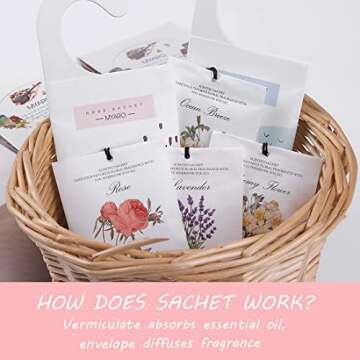 MYARO 12 Packs Scented Sachets for Drawer and Closet, Long-Lasting Sachets Bags Home Fragrance 6 Sce...