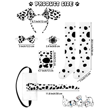 Dalmatian Dog Costume Set for Girls - 8 Pieces