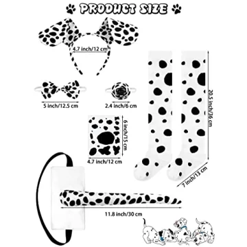 Dalmatian Dog Costume Set for Girls - 8 Pieces