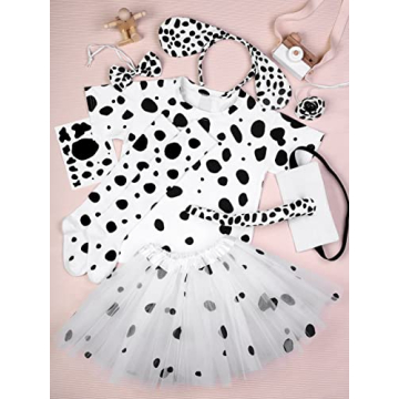 Dalmatian Dog Costume Set for Girls - 8 Pieces
