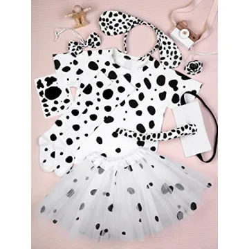 Dalmatian Dog Costume Set for Girls - 8 Pieces