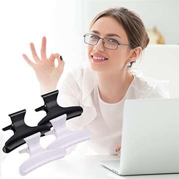 Pangda 24 Pieces Butterfly Clamps Non-slip Chic Styling Claw Hair Clips for Women Clamps Claws Professional Salon Hair Clips for Cutting, Styling, Sectioning, Coloring Hair (Black and White)
