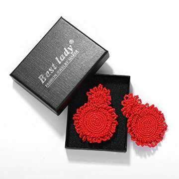 Statement Drop Earrings for Women - Bohemian Beaded Round Earrings, Idea Gift for Mom, Sister and Fr...