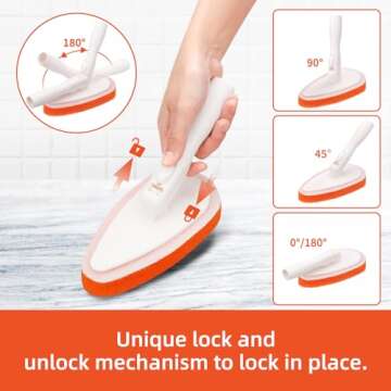 Qaestfy Floor Scrub Brush with Long Handle, Ajustable 62 Inch Handle, 2 Shower Bathtub Scrubber for Cleaning Bathroom Garage Kitchen Deck Tub Tile