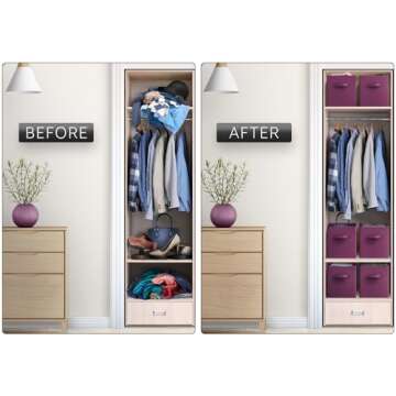 Sorbus Foldable Storage Cubes - 6 Fabric Baskets for Organizing Pantry, Closet, Shelf, Nursery, Playroom, Toy Box, Cubby - 11 Inch Dual Handle Collapsible Closet Organizers and Storage Bins (Purple)