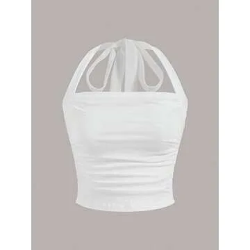 Stylish SOLY HUX Ruched Halter Crop Top - Versatile & Chic